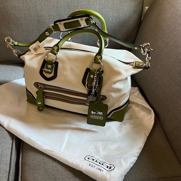 Coach Madison Sabrina Spectator Large Leather Shopper Satchel Hobo NWT Parchment - Picture 3 of 16